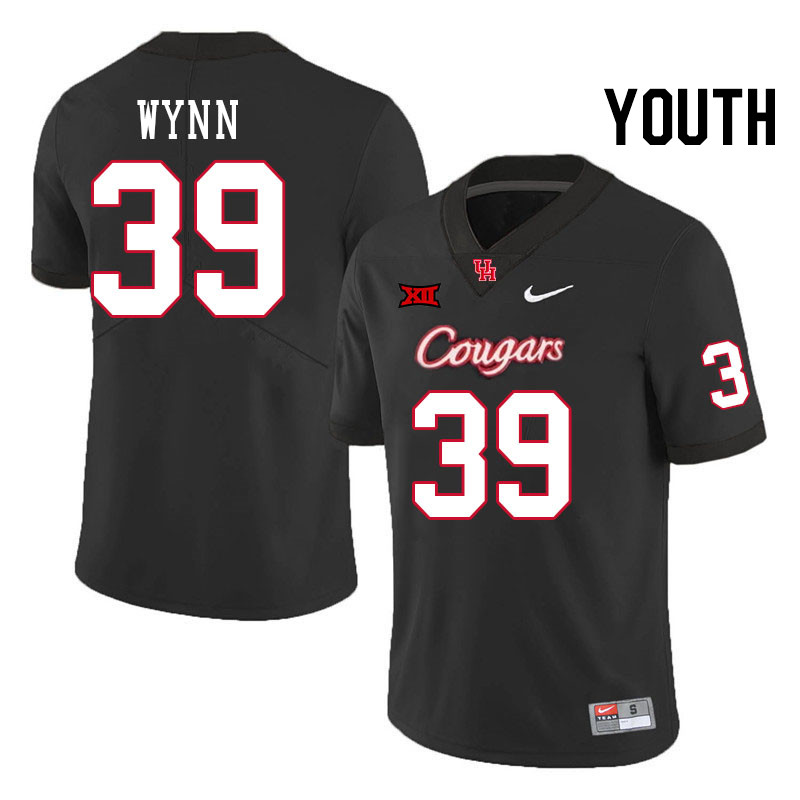 Youth #39 Dante Wynn Houston Cougars Big 12 XII College Football Jerseys Stitched-Black - Click Image to Close